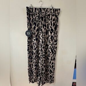 One 5 One Black and Tan Animal Print Wide Leg Pants
